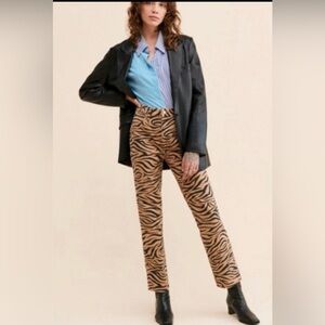 Wrangler Tiger-Print Straight Leg Pants in Brown and Black
